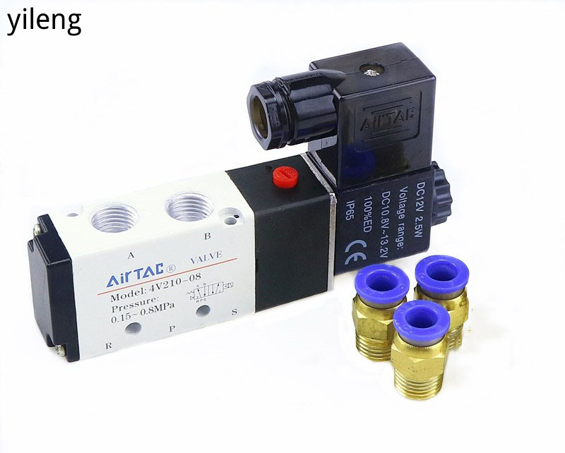 วาล์วควบคุมแรงดันไฟฟ้า 1 / 4 " 2 ตําแหน่ง 5 พอร์ต Airtac Airtac 4V210-08 Pneumatic Control , 12V 24V
