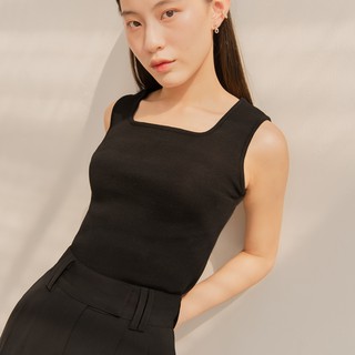 MYLAR - BASIC TANK TOP สี black เสื้อกล้ามคอเหลี่ยมผ้ายืดใส่พอดีตัว