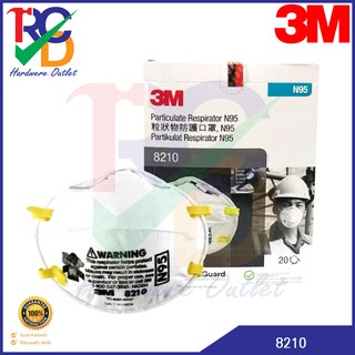 3M รุ่น 8210 N95 หน้ากากป้องกันฝุ่นละอองชนิดไม่ต้องบำรุงรักษา ( 20ชิ้น/กล่อง)