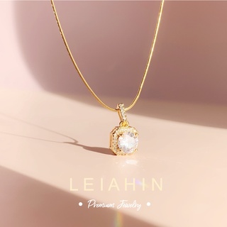 LEIAHIN 18k สร้อยคอเพทาย ชุบทอง ประดับเพทาย สไตล์เกาหลี เรียบง่าย เครื่องประดับแฟชั่น สําหรับผู้หญิง ใส่อาบน้ำได้ไม่ซีดจาง