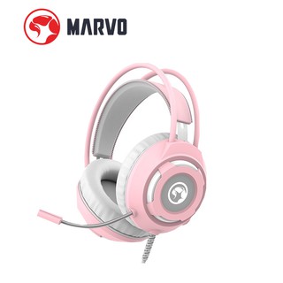 Marvo HG8936 หูฟังเกมมิ่ง Gaming Headphone สีชมพูขาวสุดน่ารัก สาย USB+3.5