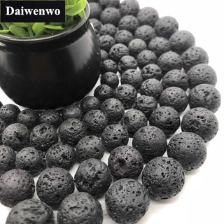 Lava Rock Beads ลูกปัดหินลาวา 4-16 มม. กลม DIY ลูกปัดหินธรรมชาติกึ่งมีค่าหลวมลูกปัด DIY