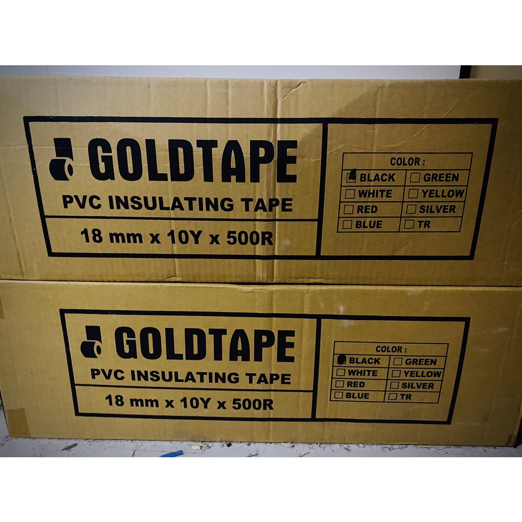 GOLD TAPE เทปพันสายไฟ ยาว10หลา/ม้วน สีดำ ยกลัง 500ม้วน