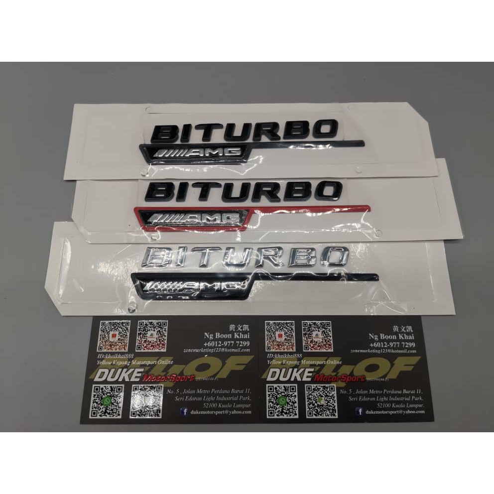 1 PAIR MERCEDES BENZ BITURBO AMG FENDER EMBLEM โลโก้ OEM C43 C63 E43 E63