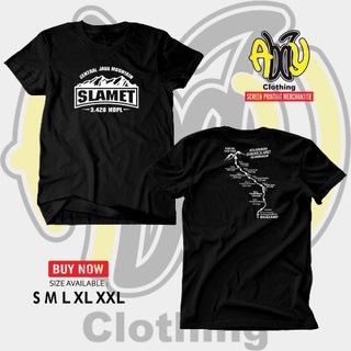 เสื้อยืดแขนสั้น ผ้าฝ้าย พิมพ์ลายภูเขา แอดแวนเจอร์สกรีน SLAMET Combed 30s สีดําสามารถปรับแต่งได้