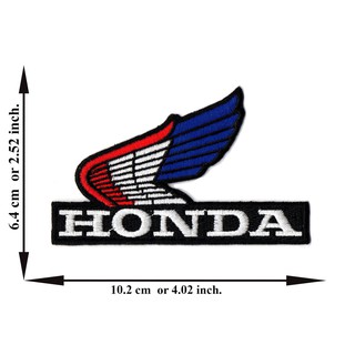 ตัดรีด ตัวรีดติดเสื้อ อาร์มปัก ติดเสื้อปัก ปักเสื้อ DIYลาย HONDA มีปีกสีน้ำเงิน