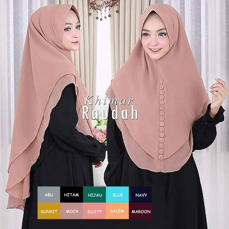 ฮิญาบสําเร็จรูปราคาถูก Khimar Raudah / Vanilla Hijab Ruffle Drawstring / ขายส่งราคาถูก