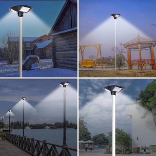 โคมไฟ3ทิศทางทรงกลม LED SOLAR STREET LIGHT แสงขาว WHITE LIGHT(DAY LIGHT 6000-6500K) สว่างยันเช้ารอบทิศทาง กันนำ้ สะดวกติด