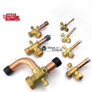 Service valve (วาล์วบริการ,เซอร์วิสวาล์ว) ขนาด 1/4,3/8,1/2,5/8 สำหรับเครื่องปรับอากาศ ทุกยี่ห้อ R22/R134/R404/R407