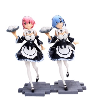 ตุ๊กตา PVC รูปการ์ตูนอนิเมะ Rem Ram Ram แฮนด์เมด สําหรับตกแต่งรถยนต์