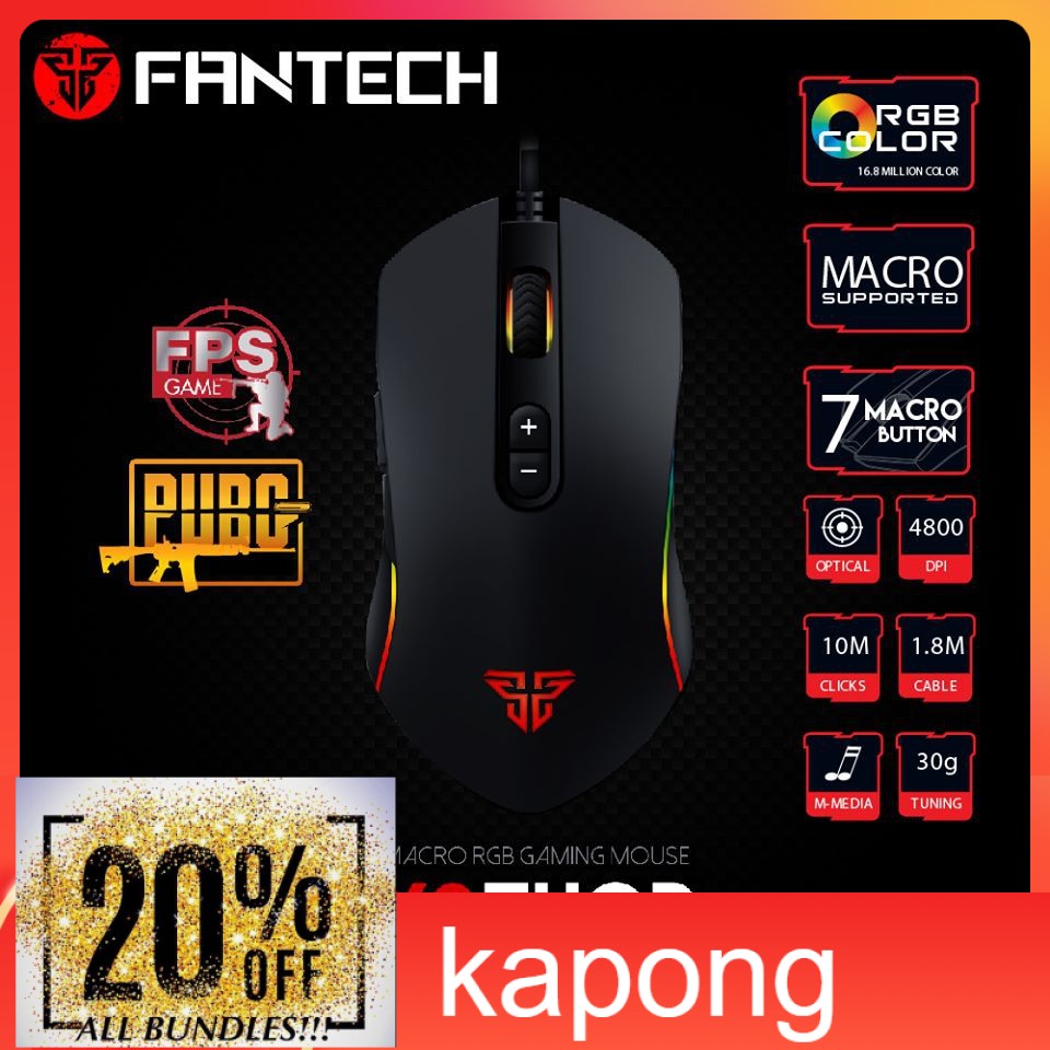 Kapong FANTECH Optical Macro Key RGB Gaming Mouse X9 THOR เมาส์เกมมิ่ง
