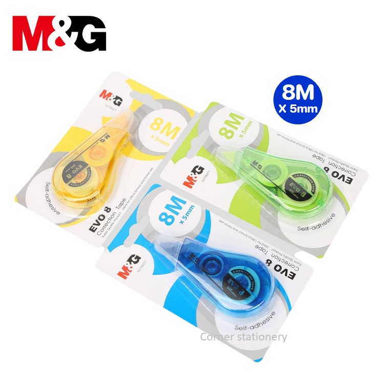 เทปลบคำผิด 8 เมตร กว้าง 5 มม.ตรา M&G รุ่น EVO8 (ACT55271) เนื้อสีขาวด้ามมินิมอล correction tape