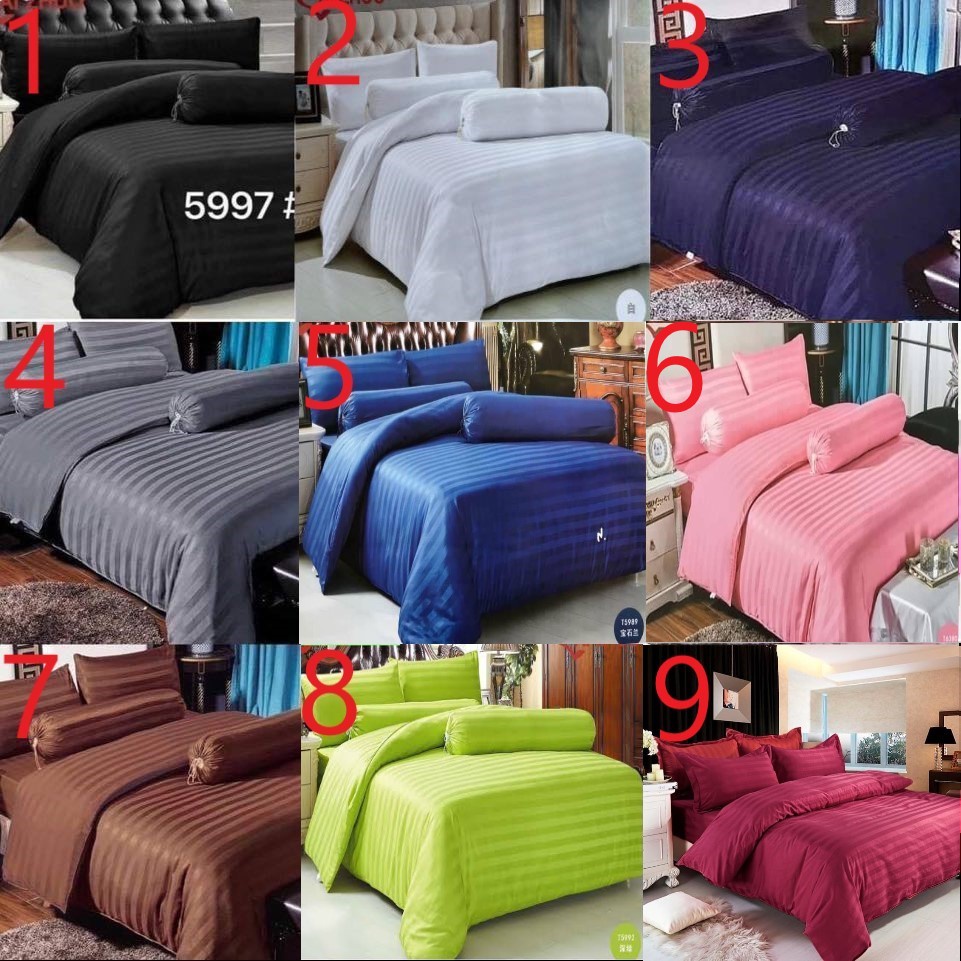 ชุดผ้าปูที่นอน6ชิ้น ลายริ้ว(มีผ้านวม6ฟุต) ชุดเครื่องนอน ผ้านวม ปลอกหมอน คุณภาพดี เกรดโรงแรม
