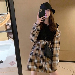 Women strapless stitching fake two-piece New style loose temperament dress