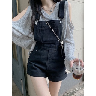 💙✨ชุดเซตสไตล์เกาหลี  เสื้อเปิดไหล่ +ชุดเอี๊ยม เอี้ยมขายาว ชุดคลุมท้อง Teddy Overalls (ขายแยกชิ้น)