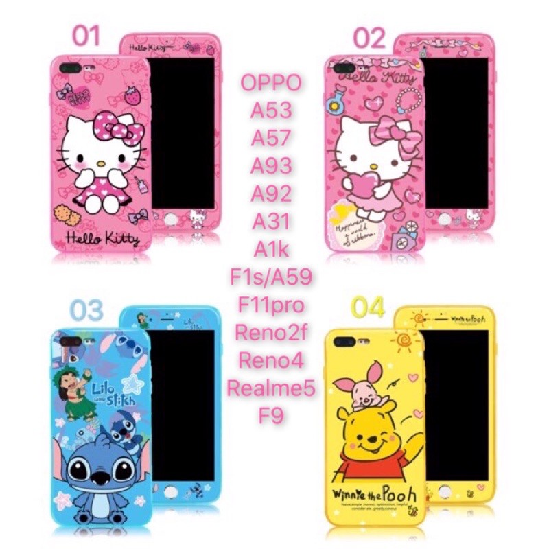 เคสโทรศัพ เคส+ฟิล์มกระจกลายการ์ตูนลายเดี่ยวกันกับลายเคส(สิ้นค้าพร้อมส่ง)ของรุ่นOPPO-A93-A92-A31-A53-Reno2f-Realme5-Reno4
