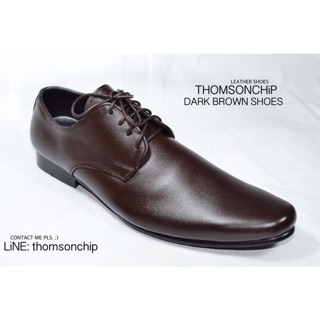 Leather dark brown shoes รองเท้าหนังหัวแหลม สีน้ำตาลเข้ม