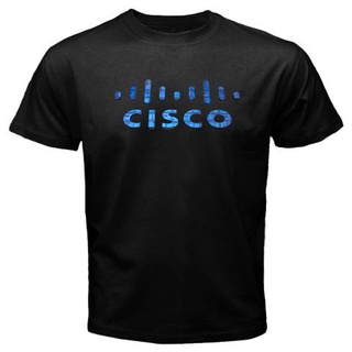 เสื้อยืดวินเทจเสื้อยืด ผ้าฝ้าย 100% พิมพ์ลายโลโก้ Cisco สีดํา เหมาะกับของขวัญวันเกิด สไตล์สปอร์ต สําหรับผู้ชายS-5XL