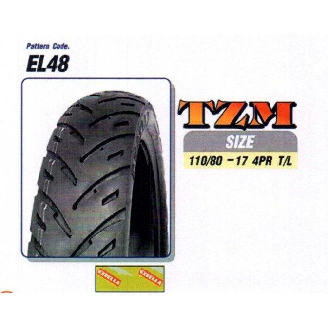 ยางปี 19 ยางนอก Excella 11080-17 Tl El48 (Tzm) ยางนอกรถจักรยานยนต์ Excella  ขนาด 11080-17 ไม่ใช้ยางใน ลาย El48 - Nmpmotorparts - Thaipick