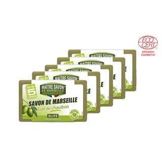 Maitre Savon de Marseille สบู่สำหรับซักผ้าน้ำมันมะกอกบริสุทธิ์ Cuit Au Chaudron Laundry Fabric Soap Olive (5 x 100gm)