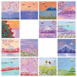 ภาพวาดสีน้ํามันดิจิทัล ตามตัวเลข บนผ้าใบ รูปดอกไม้ Fujisan ขนาด 30x30 ซม. DIY สําหรับเด็ก