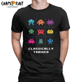 เสื้อยืดผ้าฝ้าย แขนสั้น พิมพ์ลาย Space Invaders Arcade Games 80s โอเวอร์ไซซ์ สําหรับผู้ชายS-5XL