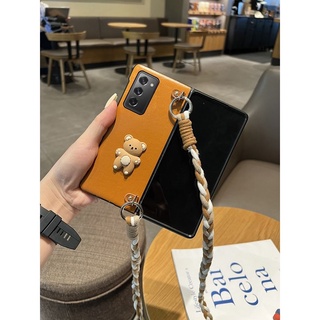 เคสโทรศัพท์มือถือหนังแข็ง แบบฝาพับ ลายการ์ตูนหมี สําหรับ Samsung Galaxy Z Fold 3 Fold 2 Fold4 5G Fold 4