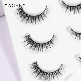 MAGEFY ขนตาปลอม 3D แบบใช้ซ้ำได้ หนานุ่มเป็นธรรมชาติ กันน้ำ ติดทนนาน ขนตาปลอมระดับมืออาชีพ 4 คู่ 7307