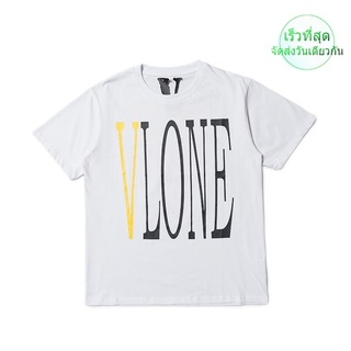 Summer New Style European and American Fashion Brand VLONE Yellow Big V Printing Short-sleeved T-shirt for Men and Women