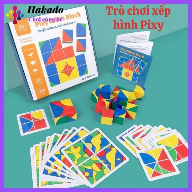 ของเล่นไม้รถไฟคิดเชิงพื้นที่หลายมิติ Pixy Pixy Cubes Block