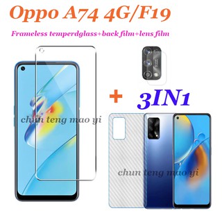 OPPO Reno6 Z 5g 3In1 ฟิล์มกระจกนิรภัยใสไร้ขอบ + เลนส์กล้อง + ฟิล์มหลัง เหมาะสำหรับ OPPO A54 A74 5G OPPO A9