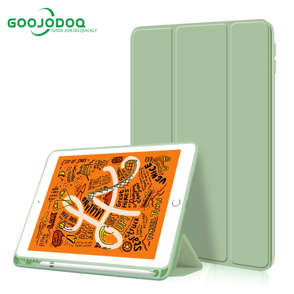 GOOJODOQ เคสแท็บเล็ต พร้อมที่ใส่ปากกา สีพื้น สำหรับ iPad 10.2 Gen7 2019 Gen8 2020 Gen6 2018 iPad Air3 10.5 2019 Air4 10.9 2020 iPad 9.7 2017 iPad Pro 11 2018 2021 iPad Mini 5