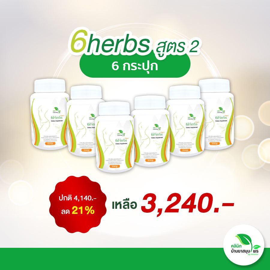 เซตสุดคุ้ม ถูกกว่าราคาส่ง! ลดจริง ลดไว 6herbs สูตร2 ลดน้ำหนัก โยโย่ ลดยาก ดื้อยามาก น้ำหนักตัวเยอะมา