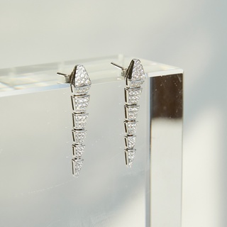 SWAN - Snake Pave Earring ต่างหูห้อยเงินแท้ ดีไซน์งู ฝังเพชรคิวบิกเซอร์โคเนีย cubic zirconia