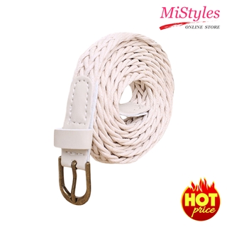 MiStyles เข็มขัด เข็มขัดผู้หญิง เข็มขัดแฟชั่น Womens Fashion Belt B191CX - สีขาว