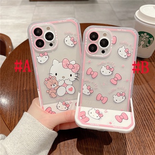 เคสซิลิโคน สำหรับ Clear Case iPhone 13 Pro Max iPhone 12 Pro Max iPhone 11 Pro Max X XR XS Max Cute Cartoon Hello Kitty เฮลโลคิตตี Holder Design Silicone Case