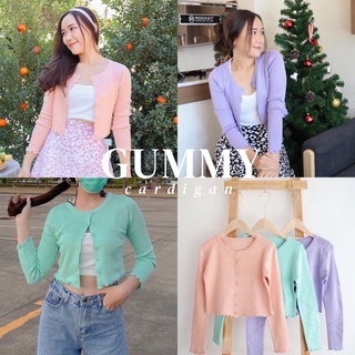 Gummy cardigan เสื้อครอป คาร์ดิแกน สีพาสเทล พร้อมส่ง 3 สี