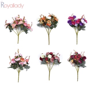 #ROYALLADY#Artificial Rose 21 Head Bookstore 1 Bouquet Bridal Flower Long-lasting