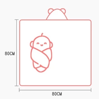 ผ้าห่อตัวเด็ก (Ab74) - ผ้าห่อตัวลายการ์ตูน พร้อมหมวก 80*80 cm.