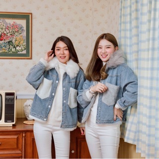 J013 Pocket fur jeans Jacket ยีนส์กันหนาว