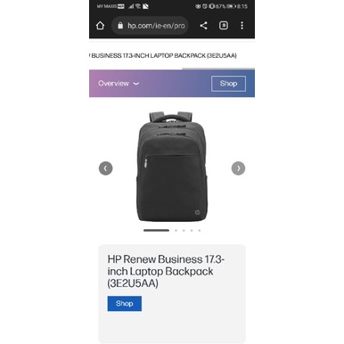 Hp กระเป๋าเป้สะพายหลัง สําหรับใส่โน๊ตบุ๊ค ขนาด 17.3 นิ้ว 3E2U5AA (ดีไซน์ใหม่)