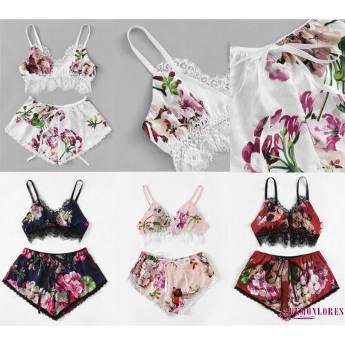 ชุดนอนลูกไม้ ชุดนอนกางเกงขาสั้น+เสี้อพร้อมส่ง