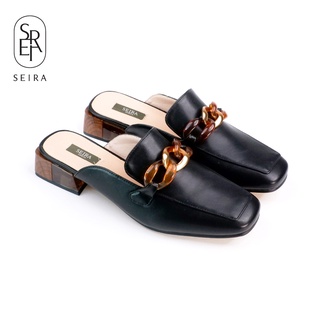 Seira - Belle Loafer Mules รองเท้าเปิดส้น สูง1.5นิ้ว พื้นส้นไม้