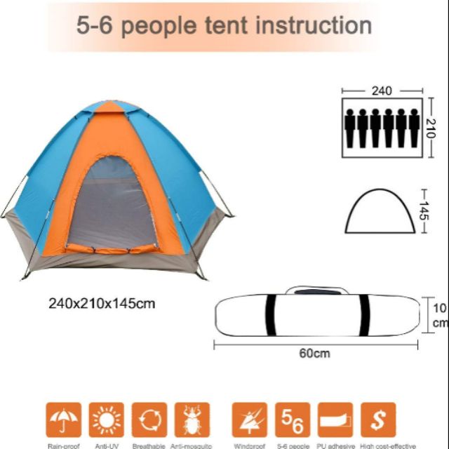 6 man dome tent 240*210*145