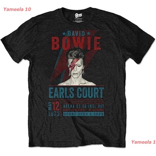 เสื้อยืดผ้าฝ้ายพิมพ์ลายขายดีDavid Bowie Mens Earls Court 73 Eco-Tee Vintage T-Shirt Black เดวิด โบอี เสื้อพิมพ์ลาย แนว