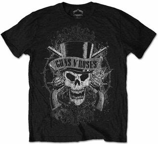 อย่างเป็นทางการ Guns N Roses เสื้อยืดกะโหลกสี Black Classic Rock Band Mens Tee Slash