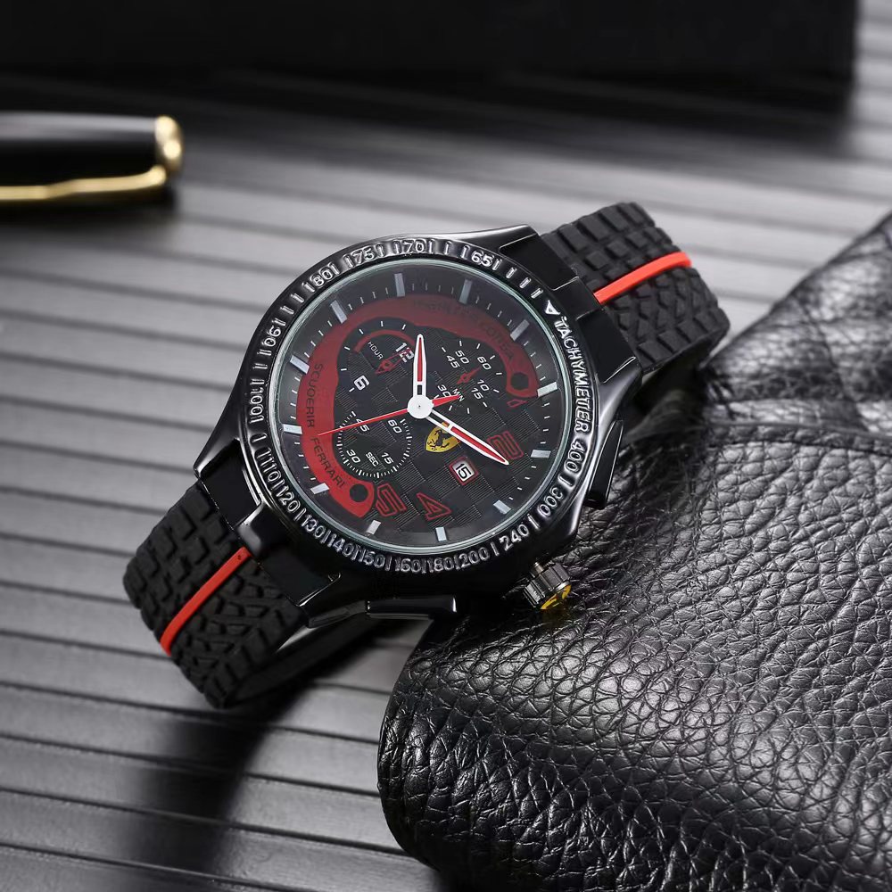 Ferrari ใหม่ นาฬิกาข้อมือแฟชั่น สายซิลิโคน กันน้ํา สไตล์สปอร์ต เรียบง่าย สําหรับผู้ชาย