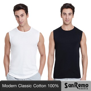 ราคาSanremo เสื้อกล้ามชาย ติดแอร์ แซนรีโม แขนกุด บ่าใหญ่ นุ่ม เนื้อละเอียด ระบายเหงื่อดี สวมใส่สบาย สีขาว สีดำ ONIS-SCT4