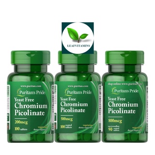 Puritans Pride Chromium Picolinate Yeast Free 200 mcg. /100 Tablets, 500 mcg. /100 Tablets,  800 mcg. /90 Tablets