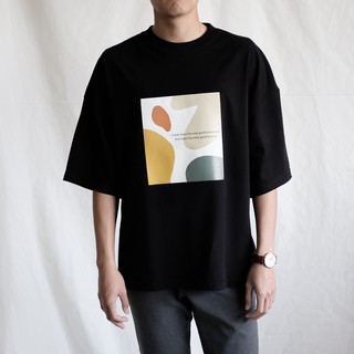 เสื้อยืดคอกลมเสื้อยืดโอเวอร์ไซส์ GURETO : Times (Black)S-3XL